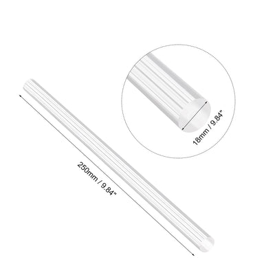 Harfington 18 mm x 250 mm, transparent, weiß, gerade, massiver Acryl-Rundstab, PMMA-Stange