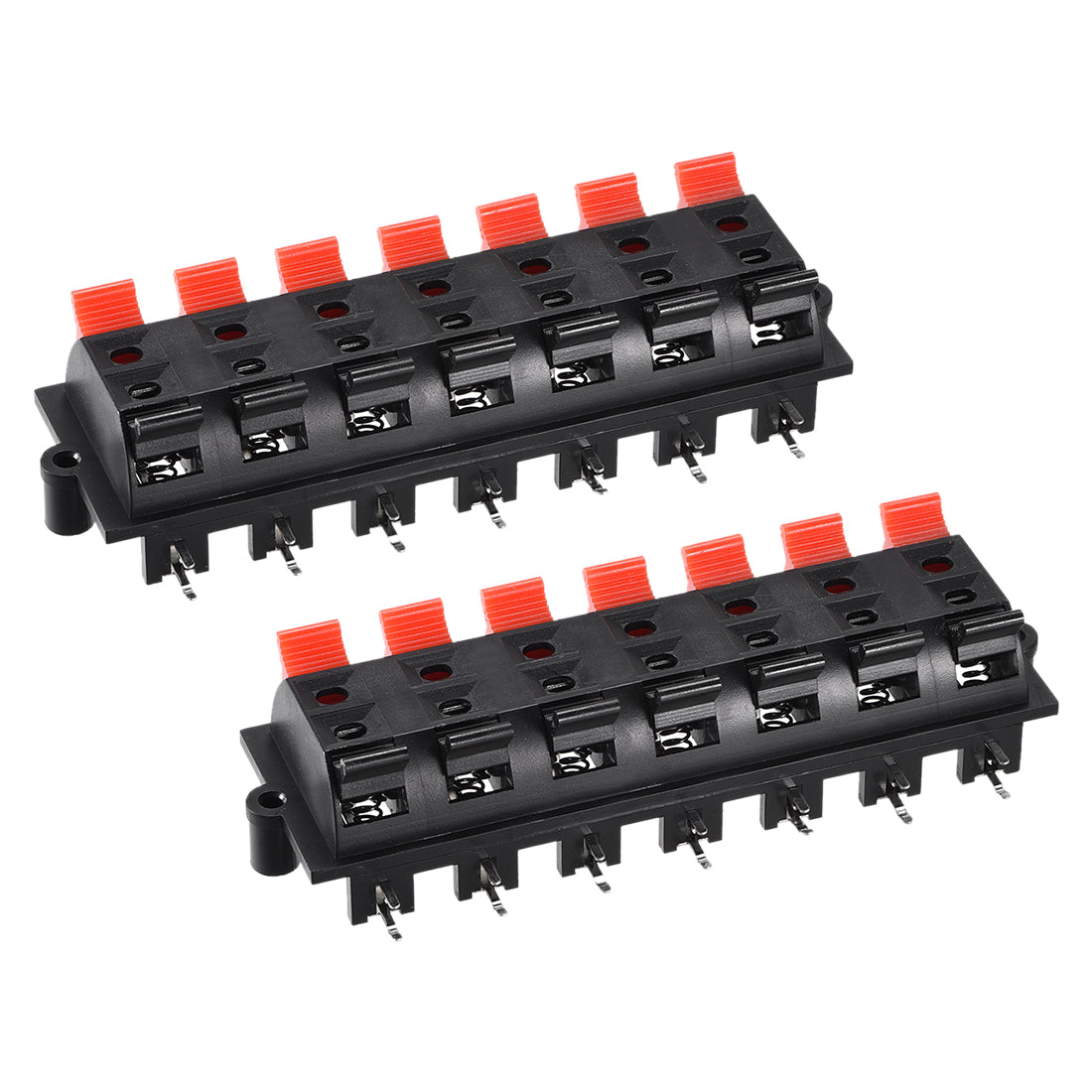 Harfington 14 Way  Spring Speaker Terminal Clip Push Release Connector Audio Cable Terminals Strip Block Black Red WP14-03B 2Pcs
