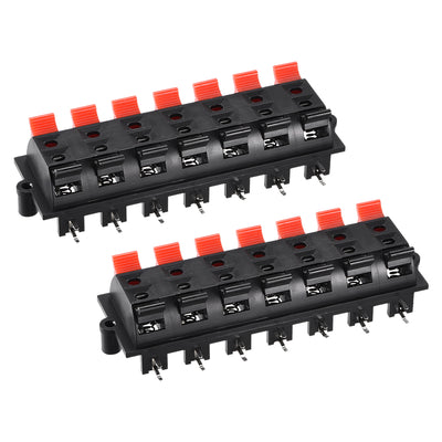 Harfington 14 Way  Spring Speaker Terminal Clip Push Release Connector Audio Cable Terminals Strip Block Black Red WP14-03B 2Pcs
