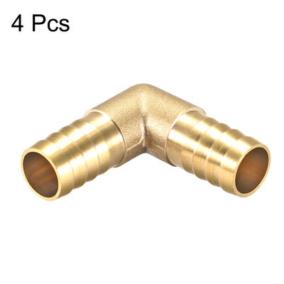 Harfington 14mm Barb Brass Hose Fitting 90 Degree Elbow Pipe Connector Coupler Tubing 4pcs