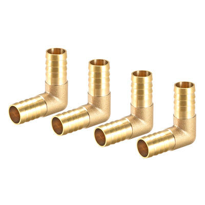 Harfington 14mm Barb Brass Hose Fitting 90 Degree Elbow Pipe Connector Coupler Tubing 4pcs