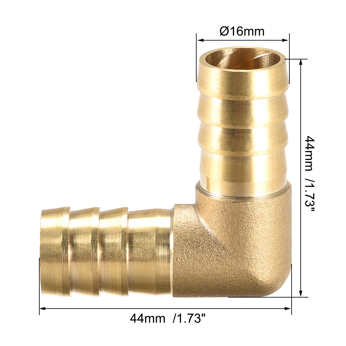 Harfington 16mm Barb Brass Hose Fitting 90 Degree Elbow Pipe Connector Coupler Tubing
