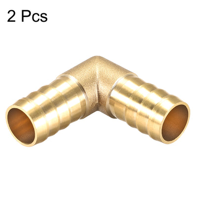 Harfington 16mm Barb Brass Hose Fitting 90 Degree Elbow Pipe Connector Coupler Tubing 2pcs