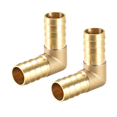 Harfington 16mm Barb Brass Hose Fitting 90 Degree Elbow Pipe Connector Coupler Tubing 2pcs