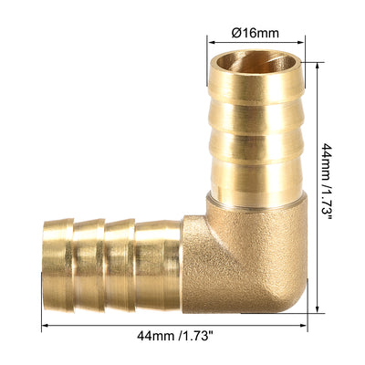 Harfington 16mm Barb Brass Hose Fitting 90 Degree Elbow Pipe Connector Coupler Tubing 3pcs
