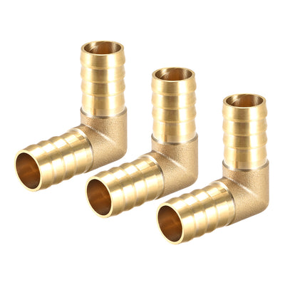Harfington 16mm Barb Brass Hose Fitting 90 Degree Elbow Pipe Connector Coupler Tubing 3pcs