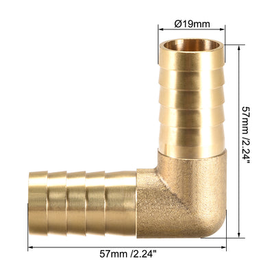 Harfington 19mm Barb Brass Hose Fitting 90 Degree Elbow Pipe Connector Coupler Tubing 3pcs