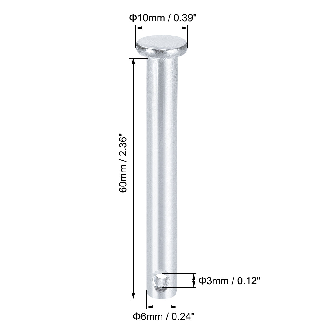 Harfington Single Hole Clevis Pins -  Flat Head Zinc-Plating Solid Steel Link Hinge Pin 12Pcs