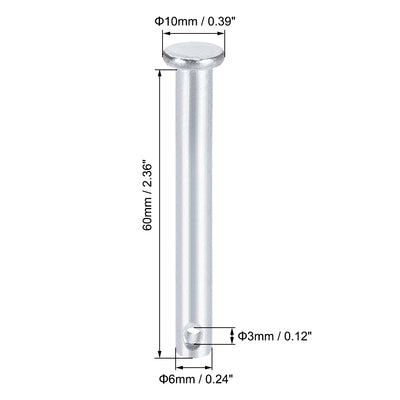Harfington Single Hole Clevis Pins -  Flat Head Zinc-Plating Solid Steel Link Hinge Pin 12Pcs