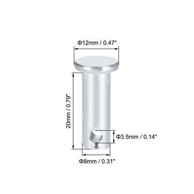 Harfington Single Hole Clevis Pins -  Flat Head Zinc-Plating Solid Steel Link Hinge Pin 20Pcs