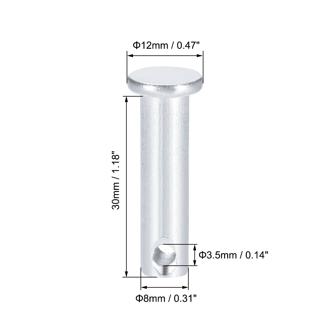 Harfington Single Hole Clevis Pins -  Flat Head Zinc-Plating Solid Steel Link Hinge Pin 12Pcs