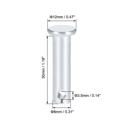 Harfington Single Hole Clevis Pins -  Flat Head Zinc-Plating Solid Steel Link Hinge Pin 12Pcs
