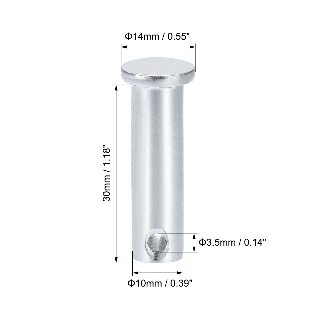 Harfington Single Hole Clevis Pins -  Flat Head Zinc-Plating Solid Steel Link Hinge Pin 12Pcs
