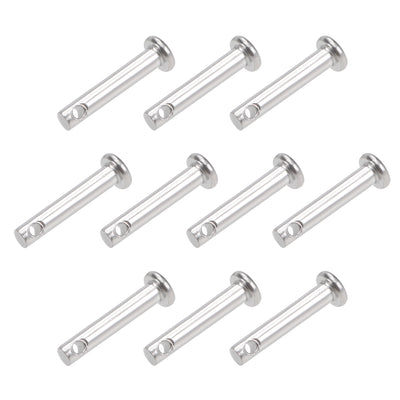 Harfington Single Hole Clevis Pins - Flat Head 304 Stainless Steel Link Hinge Pin 10Pcs