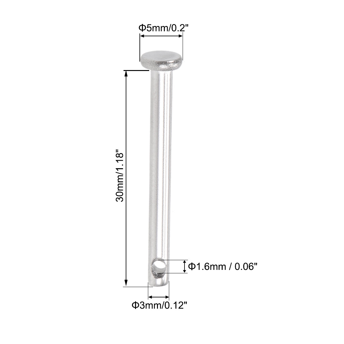 Harfington Single Hole Clevis Pins - Flat Head 304 Stainless Steel Link Hinge Pin 10Pcs