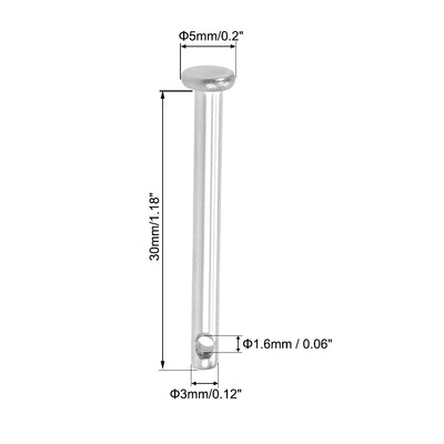 Harfington Single Hole Clevis Pins - Flat Head 304 Stainless Steel Link Hinge Pin 20Pcs