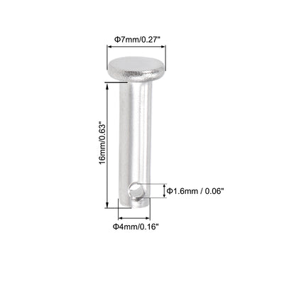 Harfington Single Hole Clevis Pins - Flat Head 304 Stainless Steel Link Hinge Pin 20Pcs