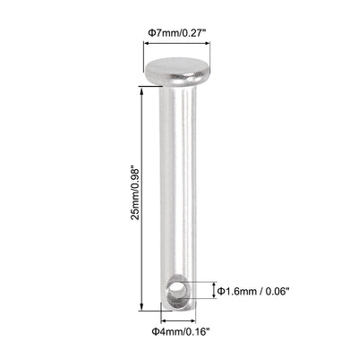 Harfington Single Hole Clevis Pins - Flat Head 304 Stainless Steel Link Hinge Pin 4Pcs