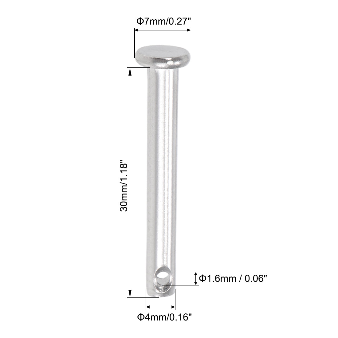 Harfington Single Hole Clevis Pins - Flat Head 304 Stainless Steel Link Hinge Pin 4Pcs
