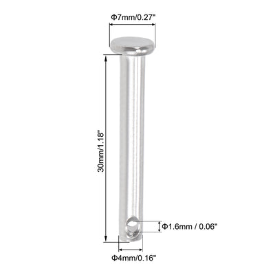 Harfington Single Hole Clevis Pins - Flat Head 304 Stainless Steel Link Hinge Pin 4Pcs