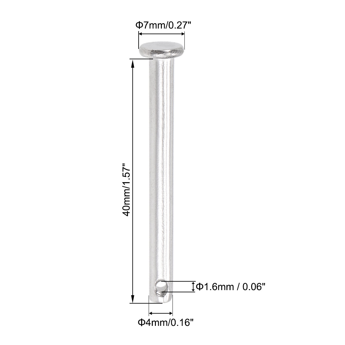 Harfington Single Hole Clevis Pins - Flat Head 304 Stainless Steel Link Hinge Pin 4Pcs