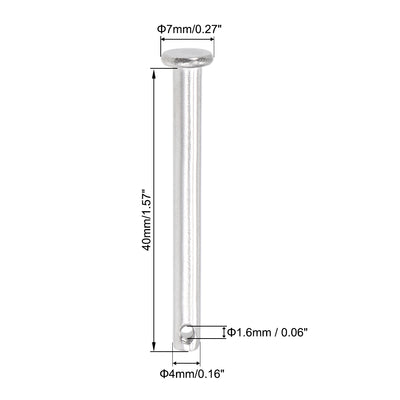 Harfington Single Hole Clevis Pins - Flat Head 304 Stainless Steel Link Hinge Pin 4Pcs