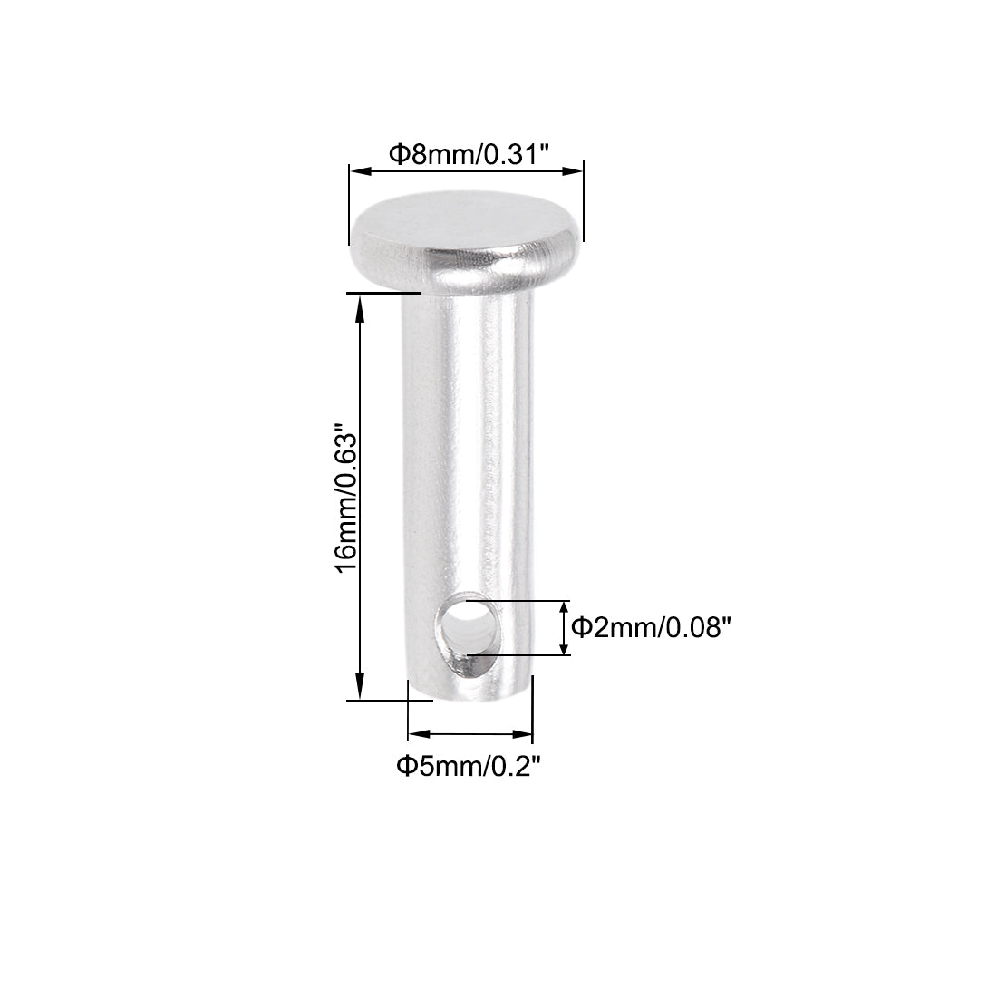 Harfington Single Hole Clevis Pins - Flat Head 304 Stainless Steel Link Hinge Pin 10Pcs