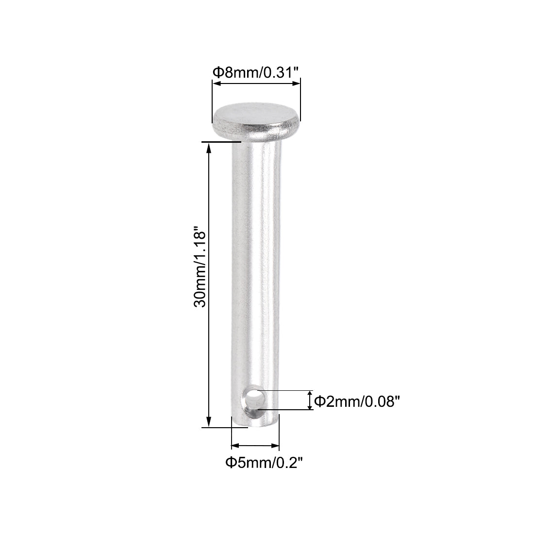 Harfington Single Hole Clevis Pins - Flat Head 304 Stainless Steel Link Hinge Pin 4Pcs