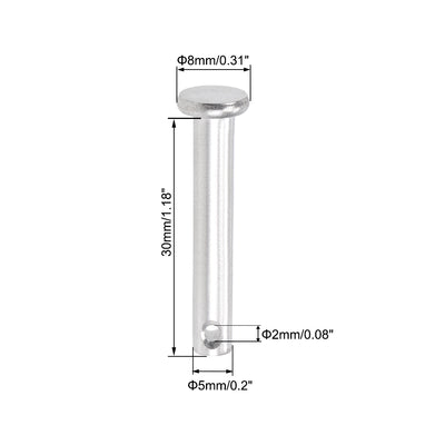 Harfington Single Hole Clevis Pins - Flat Head 304 Stainless Steel Link Hinge Pin 4Pcs