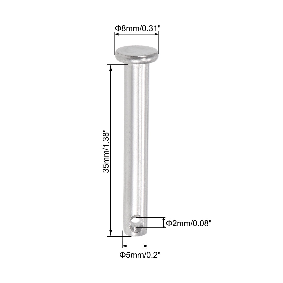Harfington Single Hole Clevis Pins - Flat Head 304 Stainless Steel Link Hinge Pin 10Pcs