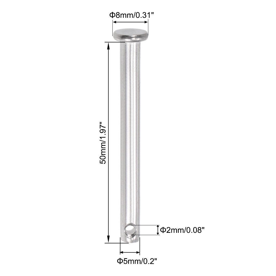 Harfington Single Hole Clevis Pins - Flat Head 304 Stainless Steel Link Hinge Pin 20Pcs
