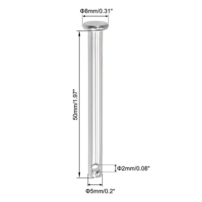 Harfington Single Hole Clevis Pins - Flat Head 304 Stainless Steel Link Hinge Pin 20Pcs