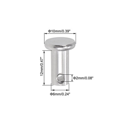 Harfington Single Hole Clevis Pins - Flat Head 304 Stainless Steel Link Hinge Pin 20Pcs