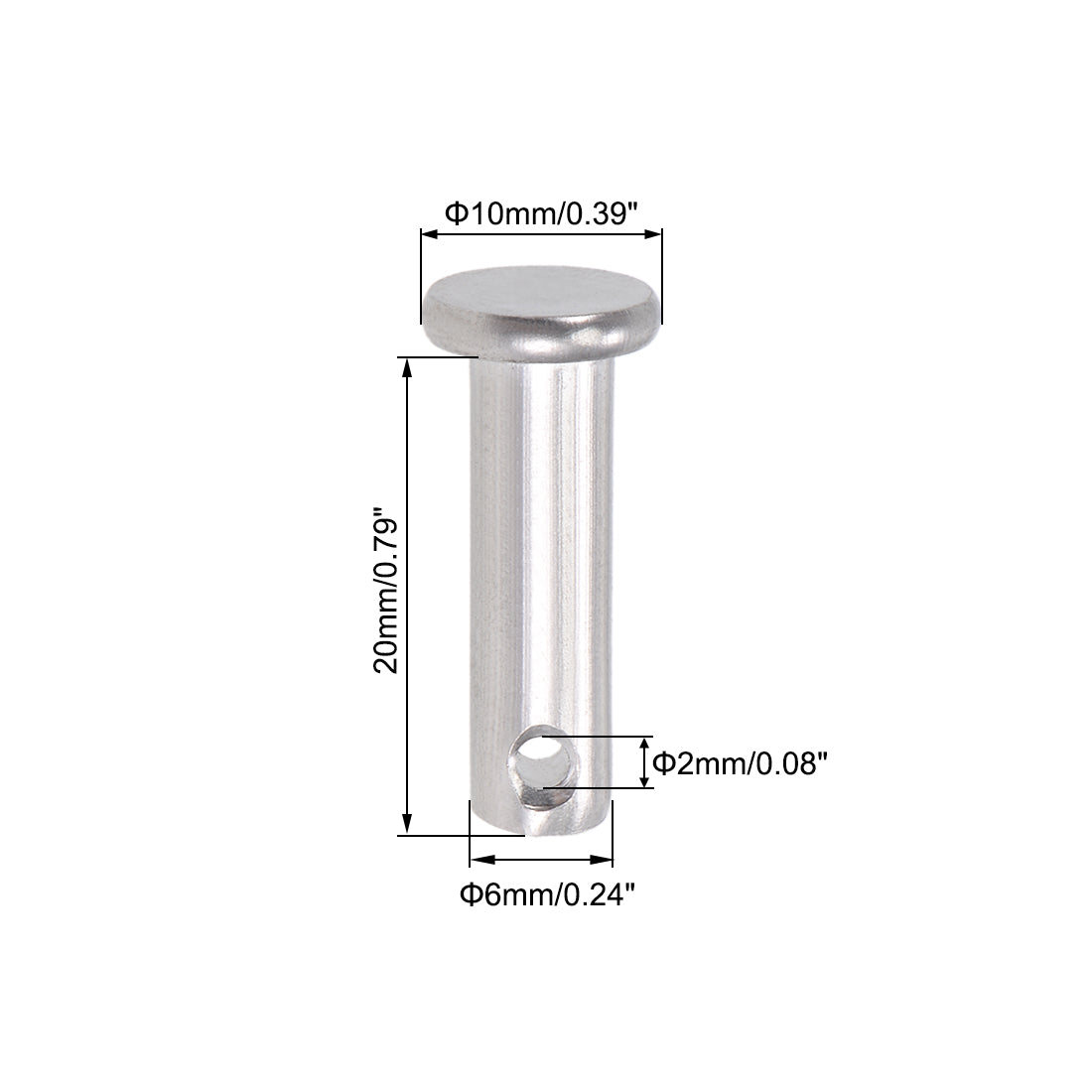Harfington Single Hole Clevis Pins - Flat Head 304 Stainless Steel Link Hinge Pin 4Pcs
