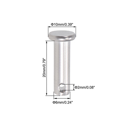 Harfington Single Hole Clevis Pins - Flat Head 304 Stainless Steel Link Hinge Pin 4Pcs