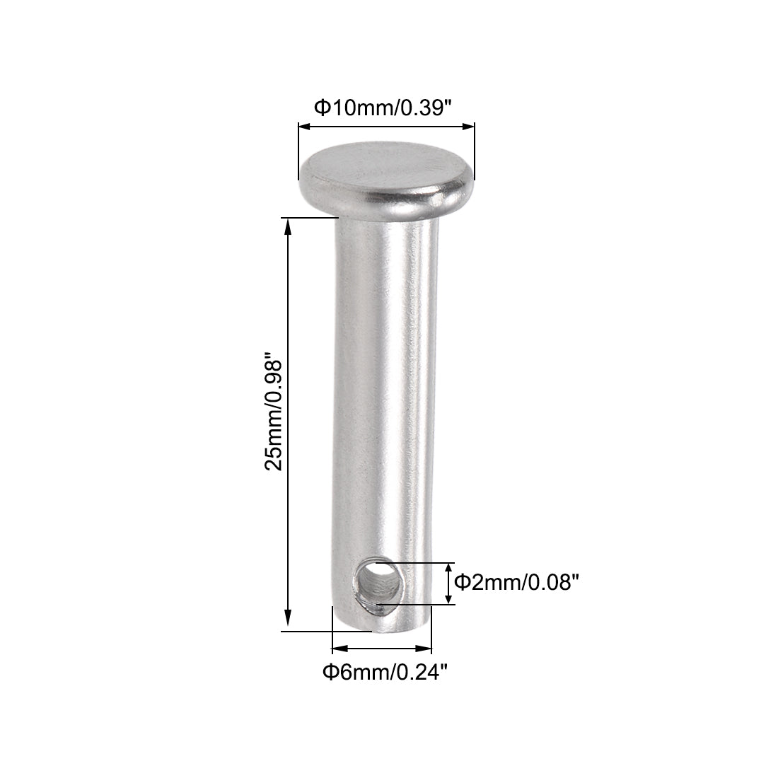 Harfington Single Hole Clevis Pins - Flat Head 304 Stainless Steel Link Hinge Pin