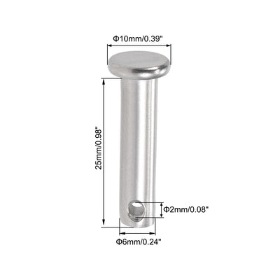 Harfington Single Hole Clevis Pins - Flat Head 304 Stainless Steel Link Hinge Pin 4Pcs