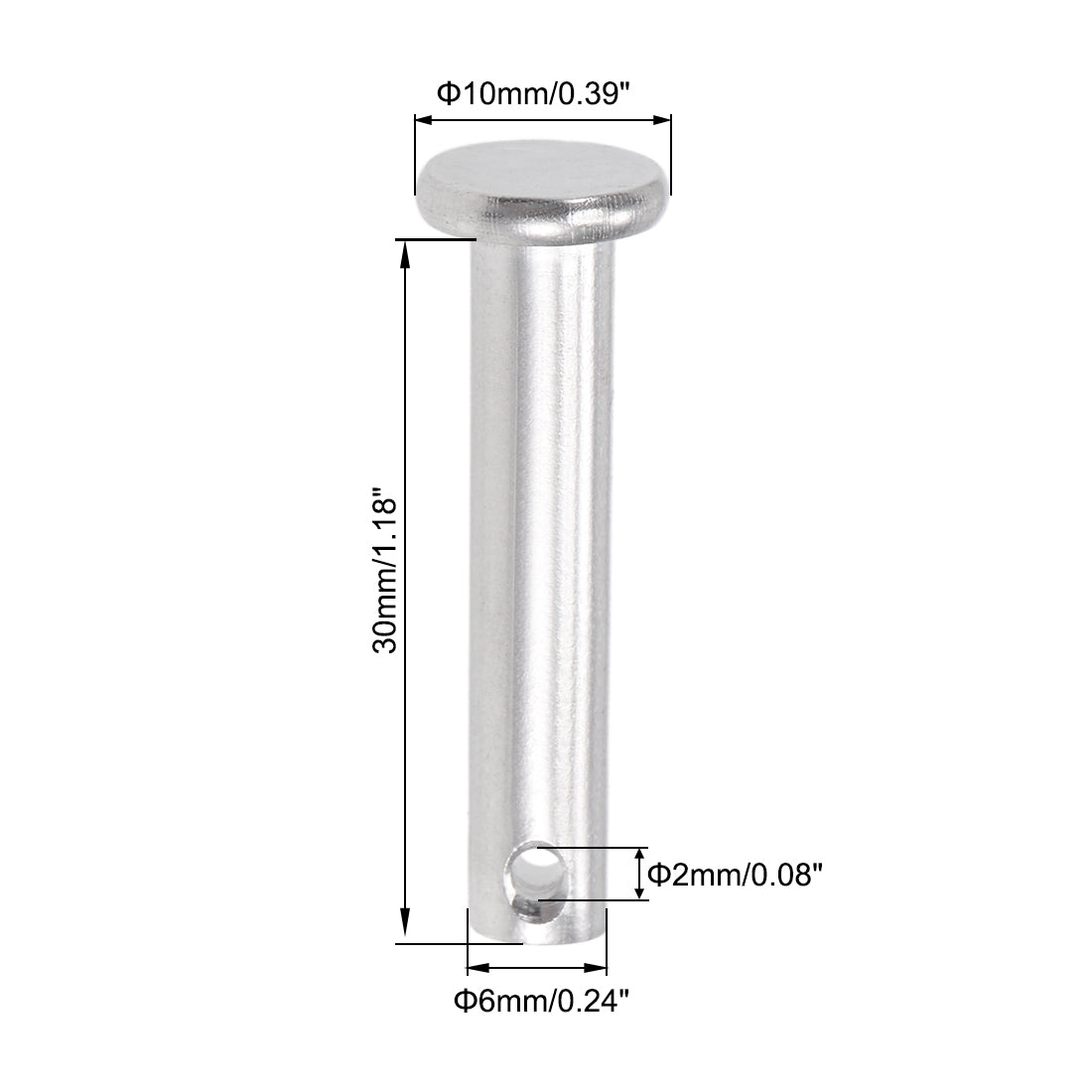Harfington Single Hole Clevis Pins - Flat Head 304 Stainless Steel Link Hinge Pin 4Pcs