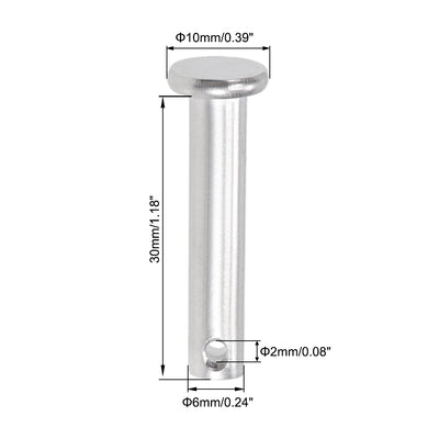 Harfington Single Hole Clevis Pins - Flat Head 304 Stainless Steel Link Hinge Pin 4Pcs