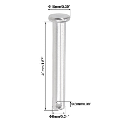 Harfington Single Hole Clevis Pins - Flat Head 304 Stainless Steel Link Hinge Pin 10Pcs