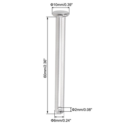 Harfington Single Hole Clevis Pins - Flat Head 304 Stainless Steel Link Hinge Pin 4Pcs