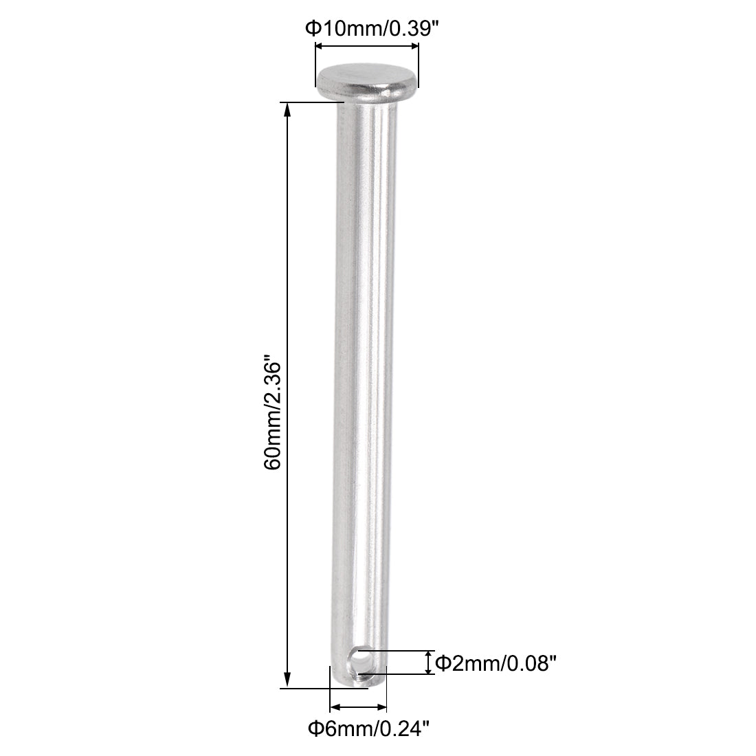 Harfington Single Hole Clevis Pins - Flat Head 304 Stainless Steel Link Hinge Pin 10Pcs