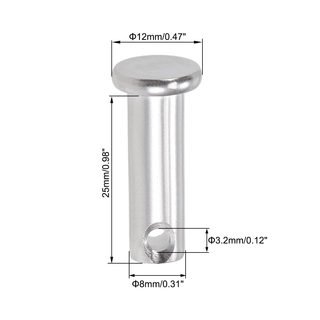 Harfington Single Hole Clevis Pins - Flat Head 304 Stainless Steel Link Hinge Pin 10Pcs