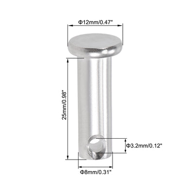 Harfington Single Hole Clevis Pins - Flat Head 304 Stainless Steel Link Hinge Pin 10Pcs