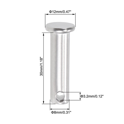 Harfington Single Hole Clevis Pins - Flat Head 304 Stainless Steel Link Hinge Pin 4Pcs