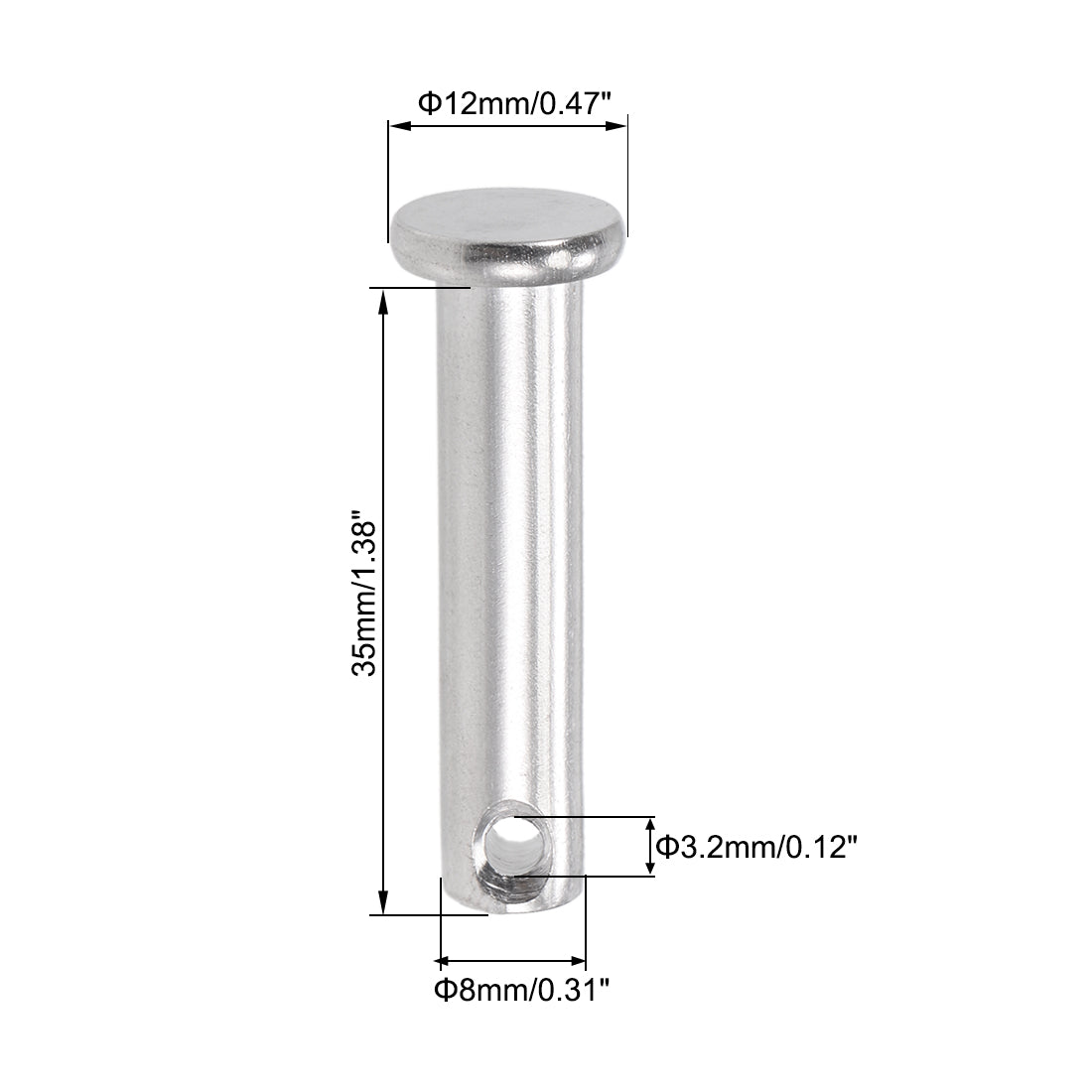 Harfington Single Hole Clevis Pins - Flat Head 304 Stainless Steel Link Hinge Pin