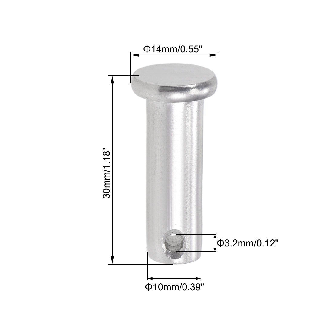 Harfington Single Hole Clevis Pins - Flat Head 304 Stainless Steel Link Hinge Pin 4Pcs