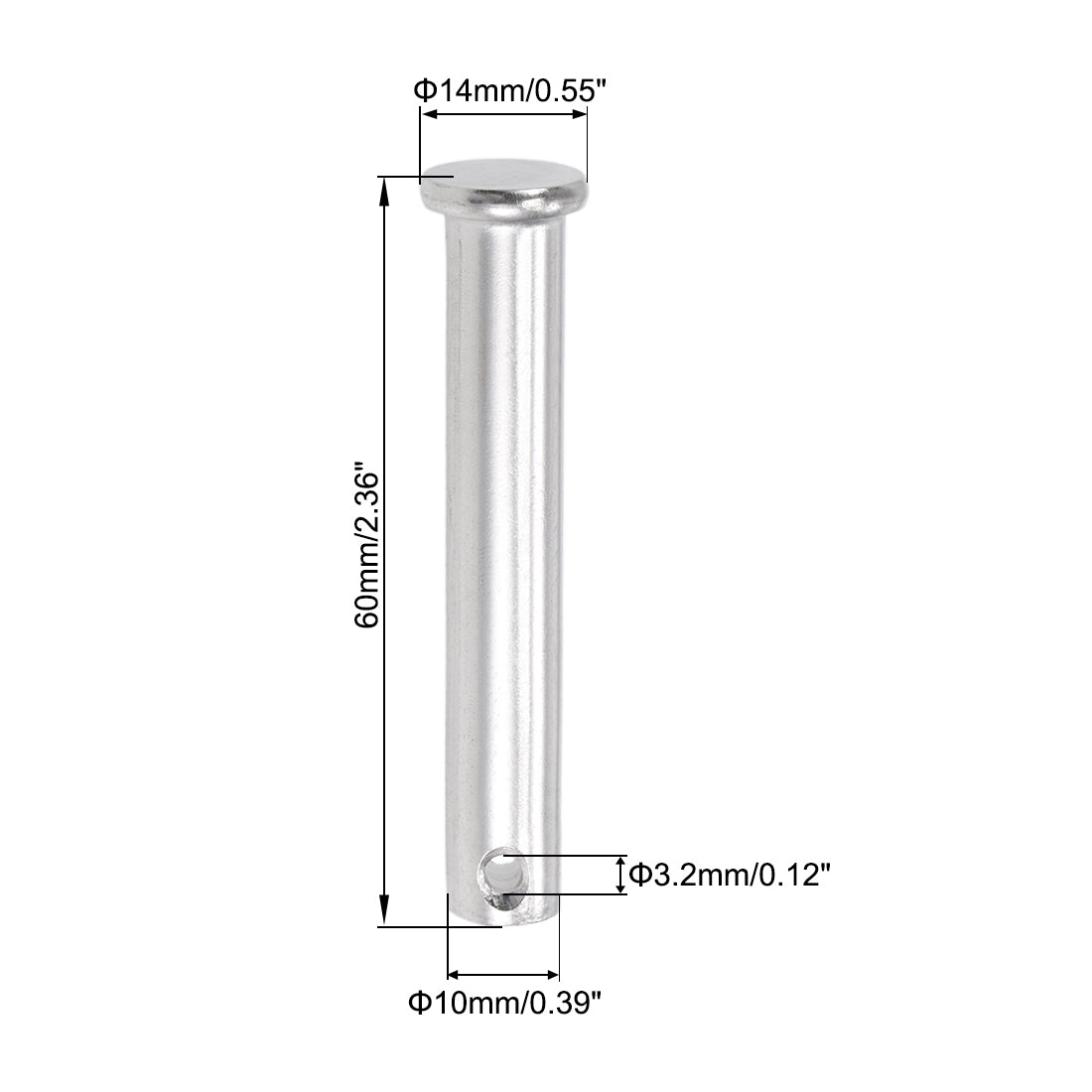 Harfington Single Hole Clevis Pins - Flat Head 304 Stainless Steel Link Hinge Pin 4Pcs