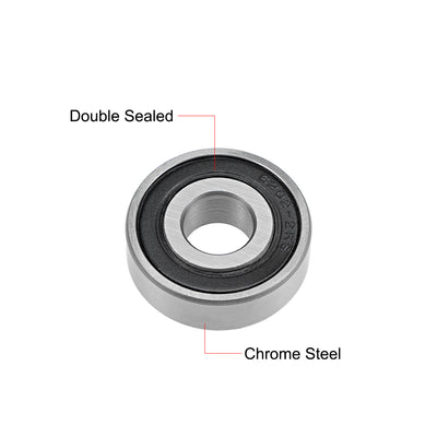 Harfington Deep Groove Ball Bearing Metric Double Seal Chrome Steel ABEC1 Z2