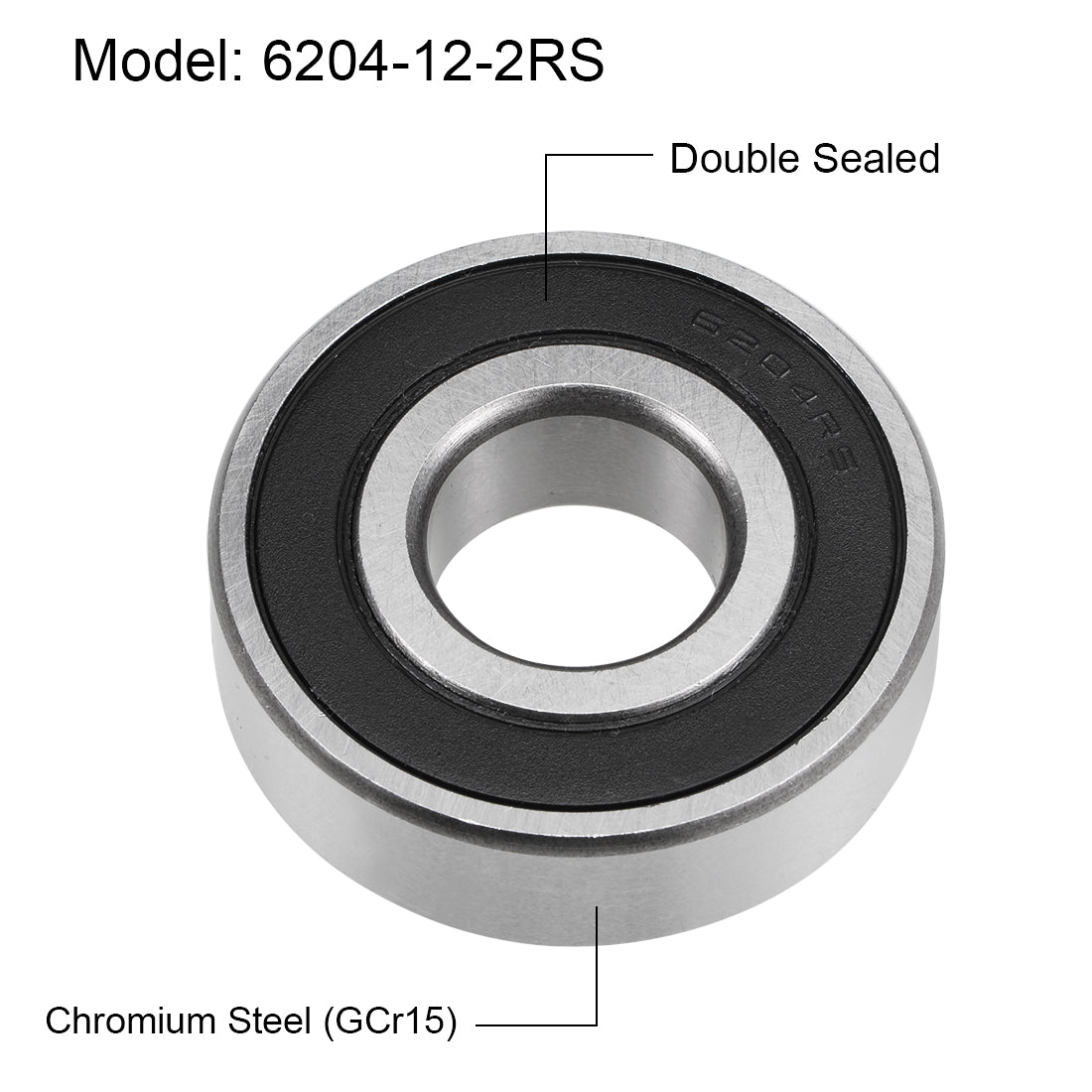 Harfington 6204-12-2RS Ball Bearings Z2 19.05x47x14mm Double Sealed Chrome Steel